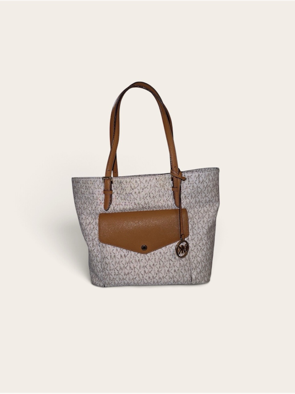 Michael Kors Tan and Cream Signature Logo Tote